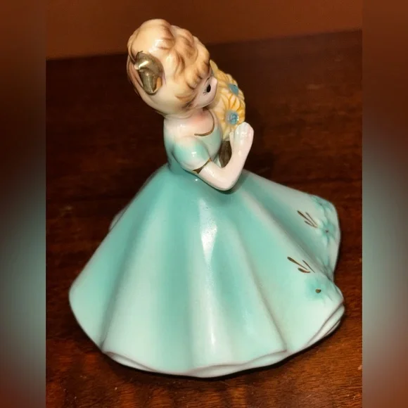 Vintage Josef Originals March Girl Figurine Aqua Dress + Rhinestones - Picture 4 of 6